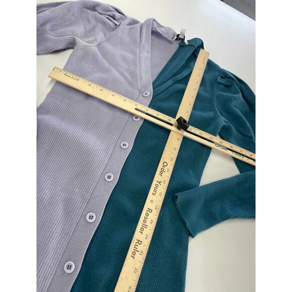 Busayo Dress Women Medium Purple Blue Ribbed‎ Sweater Knit Midi Button Wool - Picture 9 of 11